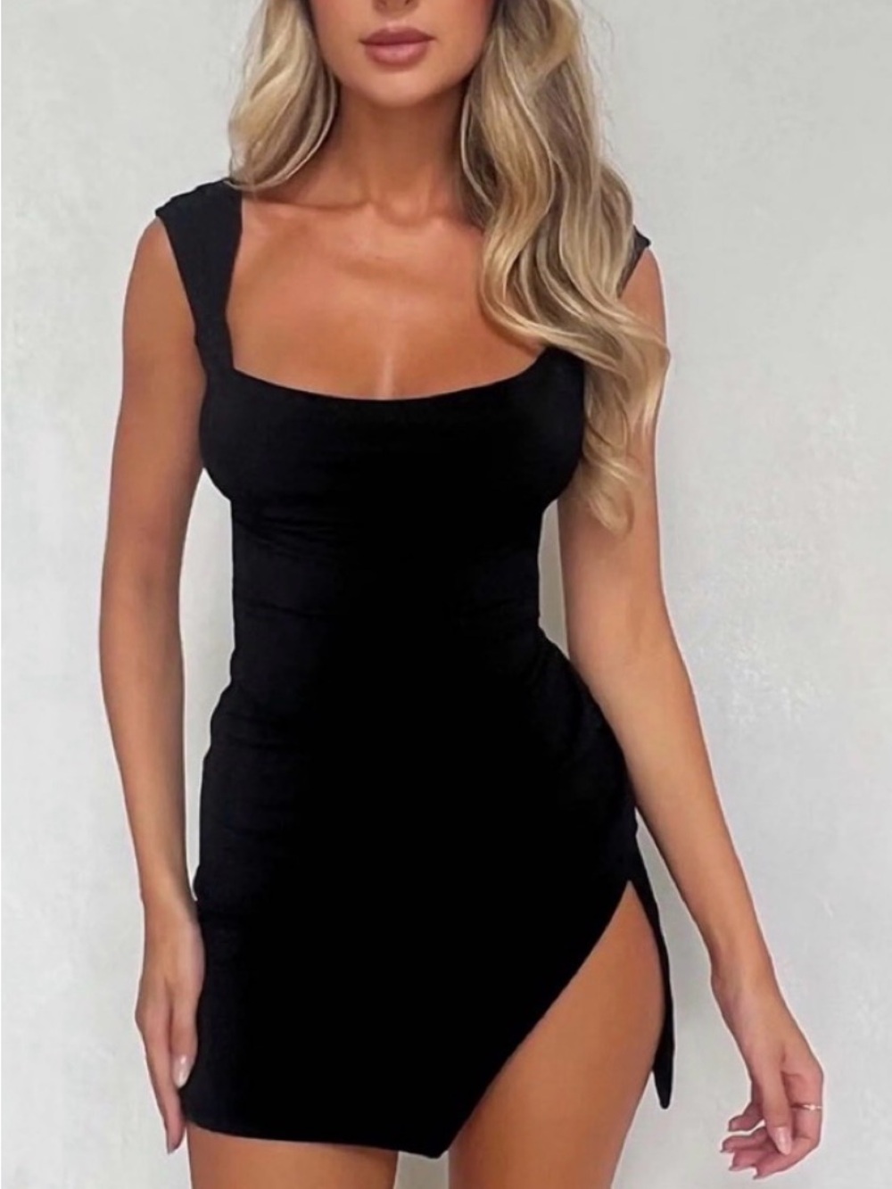 Tiger Mist Black Mini Dress with Cowl Back